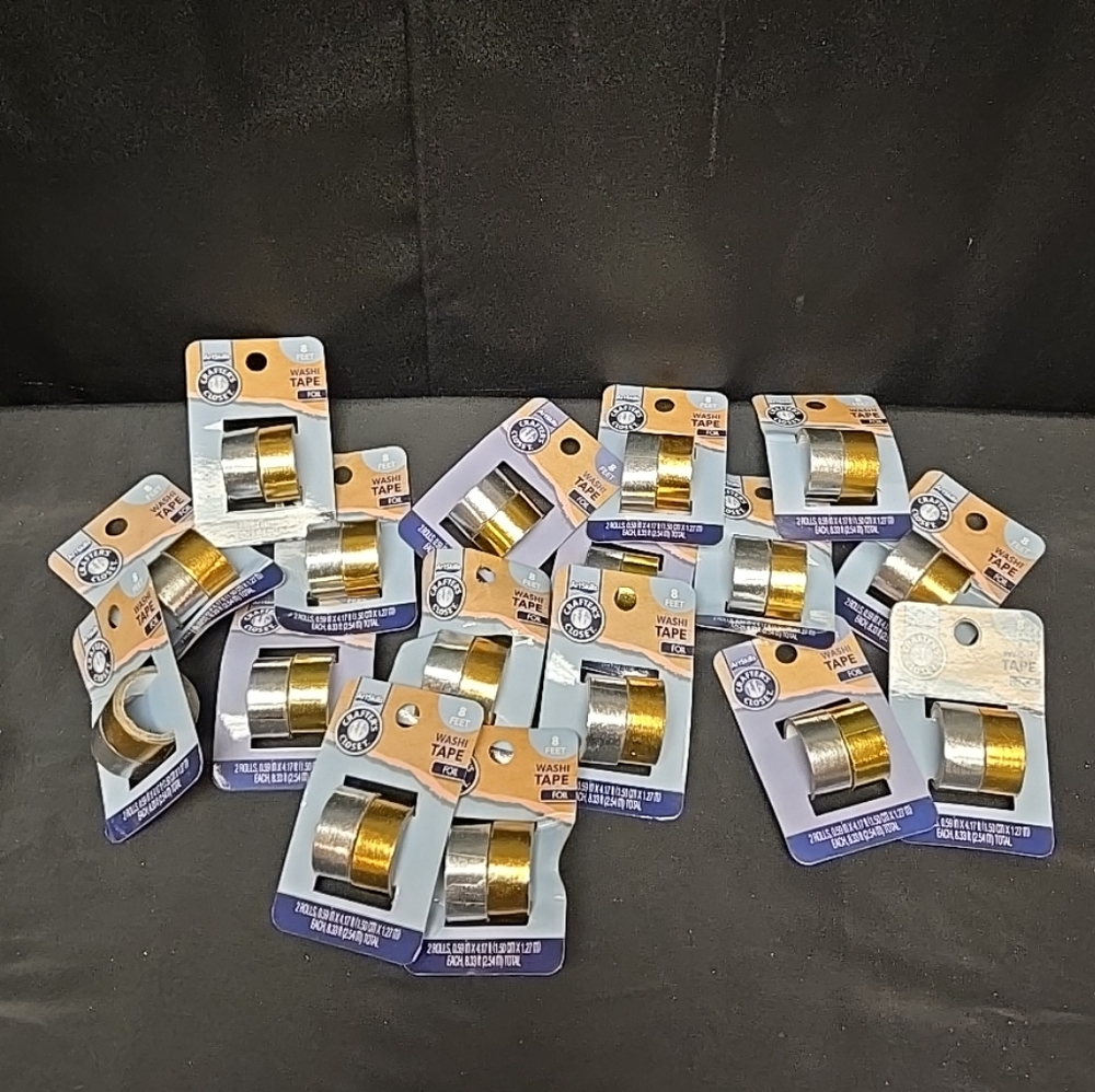 17pc Lot Of Artskills Washi Foil Tape Pack Of 2 Each 4.17ft Long Gold & Silver